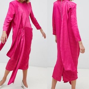 ASOS WHITE PINK MAGENTA MIDI DRESS